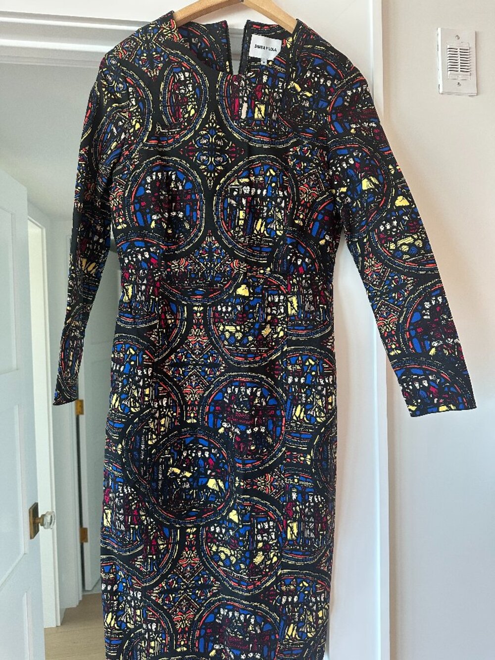 Bimba y Lola Multi-Color Abstract Graphic Long Sleeve Dress